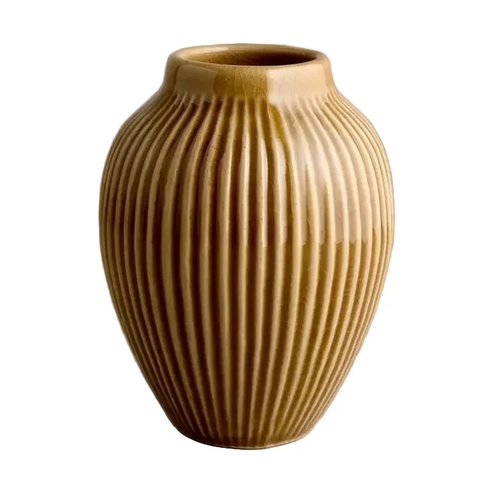 Brown Ribbed Vase