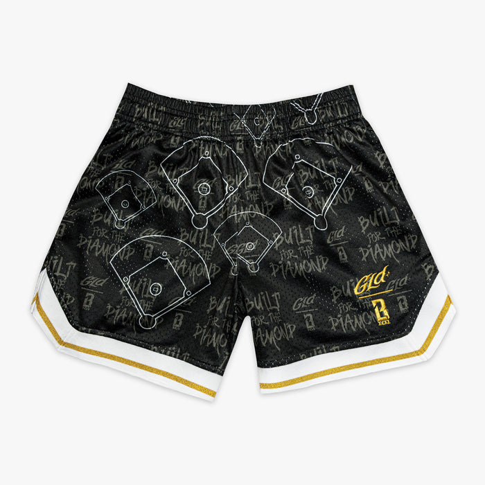 Black Built For The Diamond youth shorts — front view