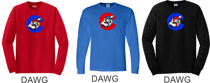 Bulldawgs Long Sleeve Basic Tee- 4 designs- Matte or Glitter
