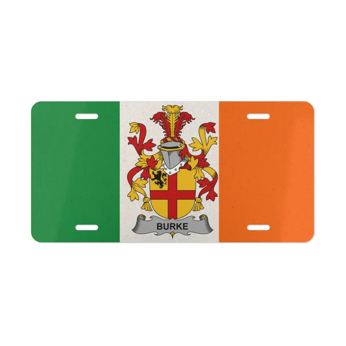 Burke surname emblem on Irish Flag License Plate