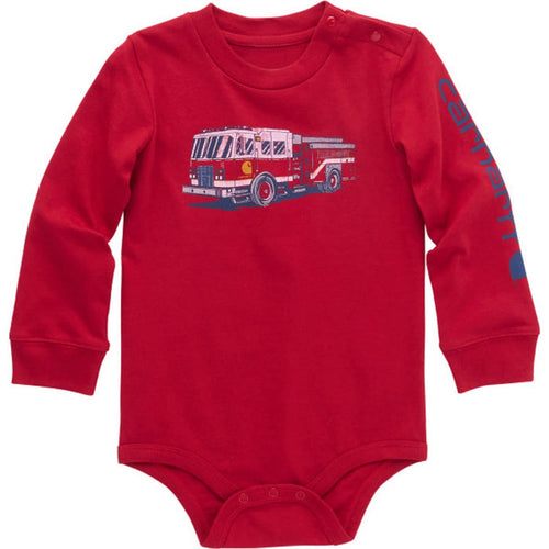 Carhartt Boys' Fire Truck Graphic Long Sleeve Bodysuit Long Sleeve T-Shirts Carhartt