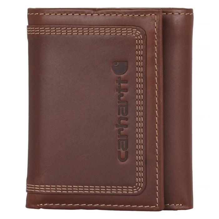 Carhartt Leather Triple-Stitched Trifold Wallet Wallets Carhartt Brown OS
