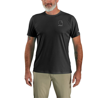 Carhartt Men's Force Sun Defender™ Relaxed Logo T-Shirt T-Shirts Carhartt Black White 2XL Reg
