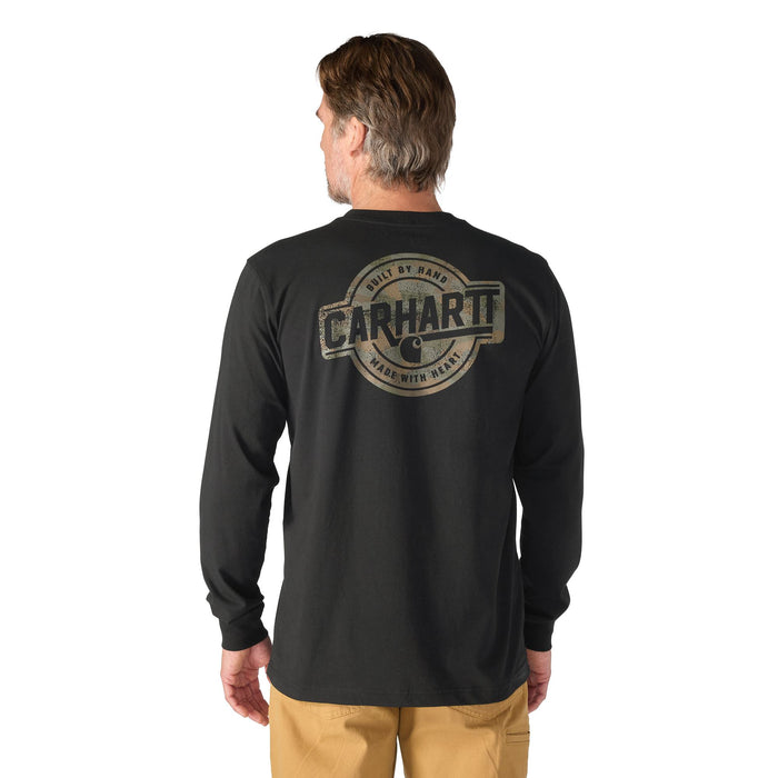Carhartt Men's Irvine Camo Badge Graphic Relaxed Fit Long Sleeve T-Shirt Long Sleeve T-Shirts Carhartt Black 2XL Reg