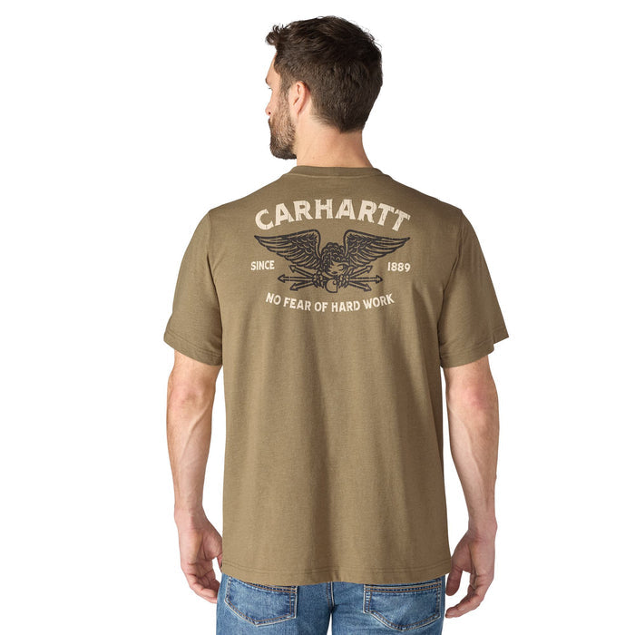 Carhartt Men's Irvine Hardwork Eagle Graphic Relaxed Fit Short Sleeve T-Shirt T-Shirts Carhartt Night Fatigue Heather 2XL Reg