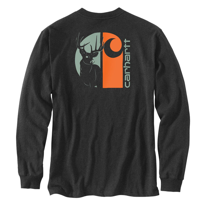 Carhartt Men's Loose Fit Heavyweight Long-Sleeve Pocket Deer Graphic T-Shirt Long Sleeve T-Shirts Carhartt Carbon Heather 2XL Reg