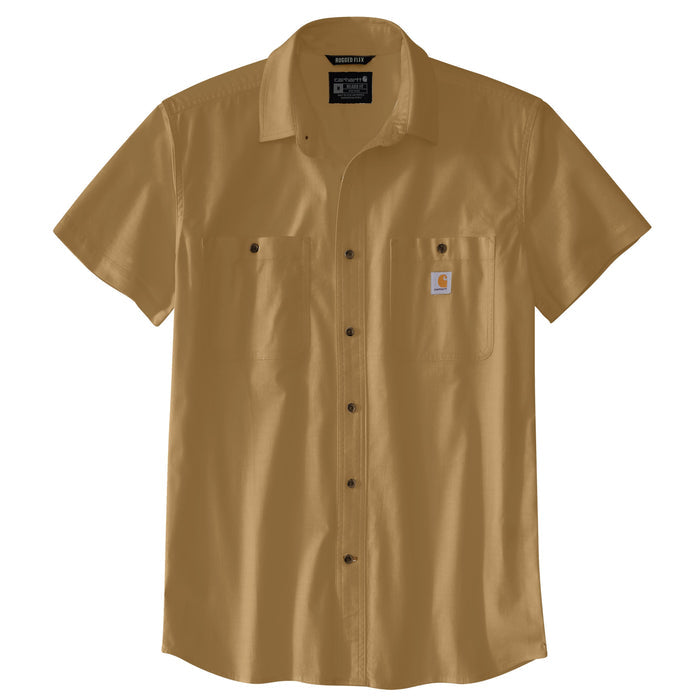 Carhartt Men's Rugged Flex Relaxed Fit Button-Down Short Sleeve Work Shirt Work Shirts Carhartt Shaded Beach 2XL Reg