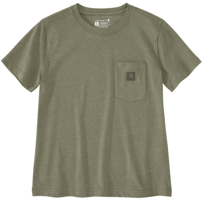 Carhartt Women's Relaxed Fit Lightweight Chest Pocket Short Sleeve T-Shirt T-Shirts Carhartt Dusty Olive Heather 2XL Reg