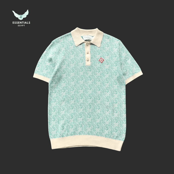 Casablanca Polo Shirt – Mint Monogram Knit - ESSENTIALS EGYPT