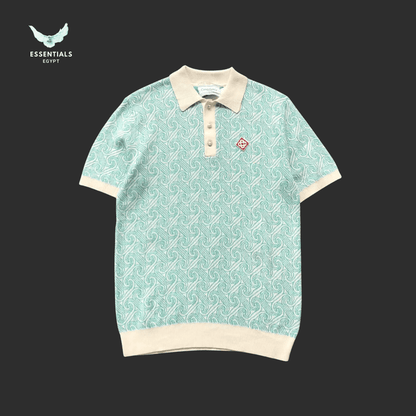 Casablanca Polo Shirt – Mint Monogram Knit - ESSENTIALS EGYPT