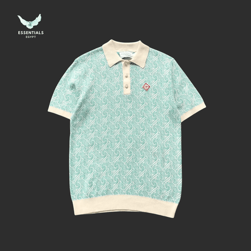 Casablanca Polo Shirt – Mint Monogram Knit - ESSENTIALS EGYPT
