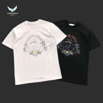 Casablanca T-Shirt – Bird & Floral Crest - ESSENTIALS EGYPT
