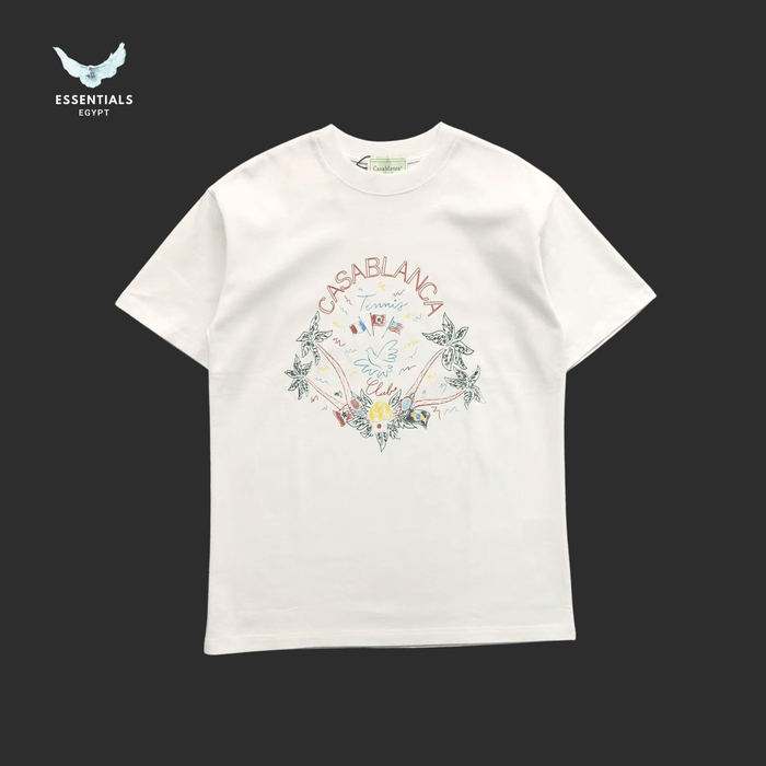 Casablanca T-Shirt – Bird & Floral Crest - ESSENTIALS EGYPT