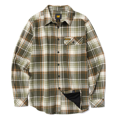 CAT Men's Button-Up Long Sleeve Flannel Work Shirt Work Shirts CAT Army Moss-Bronze 2XL Reg