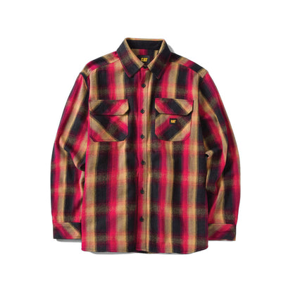 CAT Men's Heavyweight Overshirt Work Shirts CAT Red Black 2XL Reg