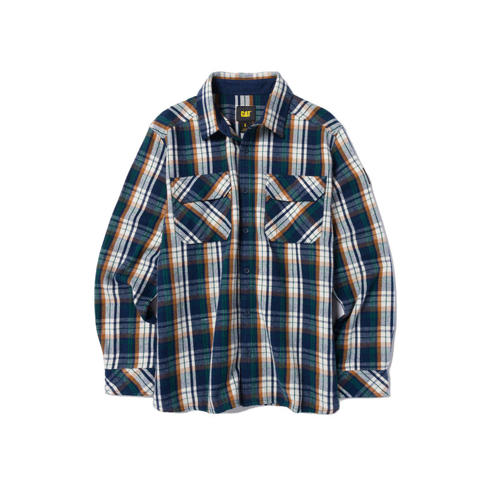 CAT Men's Heavyweight Overshirt Work Shirts CAT Detroit Blue-Vanilla 2XL Reg