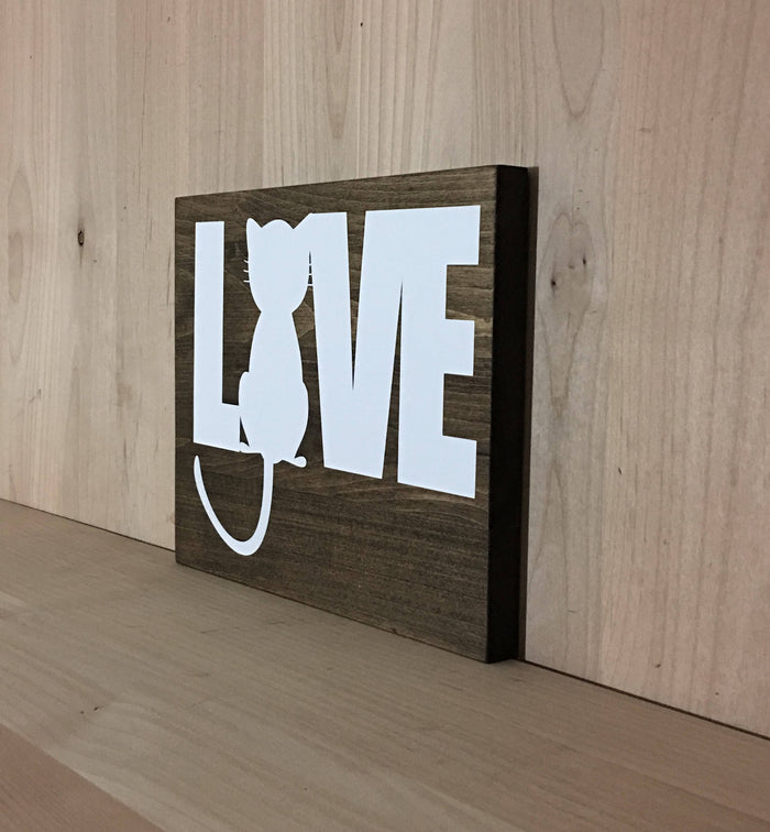 Wooden custom sign for cat lovers.