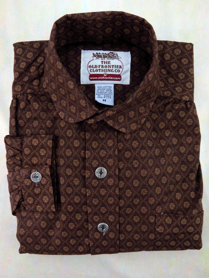 Chocolate Geometric Lattice Victorian Shirt