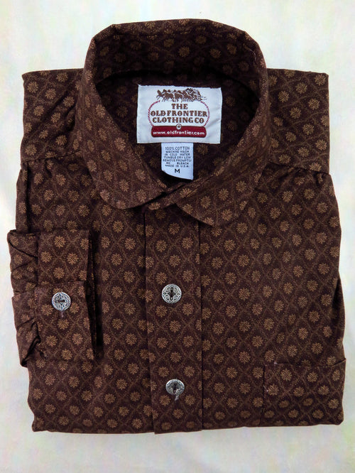 Chocolate Geometric Lattice Victorian Shirt