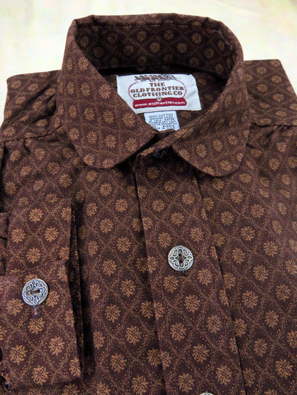 Chocolate Geometric Lattice Victorian Shirt