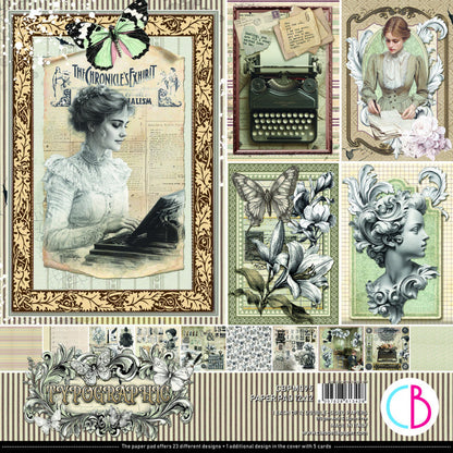 Ciao Bella - 12X12 Paper Pad - 12Pk - Typographic. Includes 12 Sheets. Available at Embellish Away located in Bowmanville Ontario Canada.