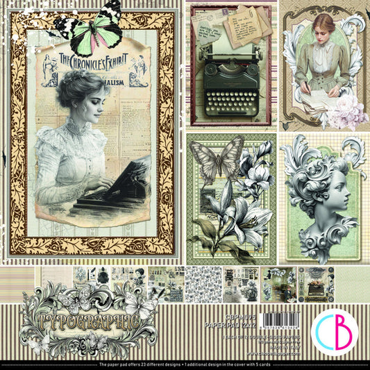 Ciao Bella - 12X12 Paper Pad - 12Pk - Typographic. Includes 12 Sheets. Available at Embellish Away located in Bowmanville Ontario Canada.