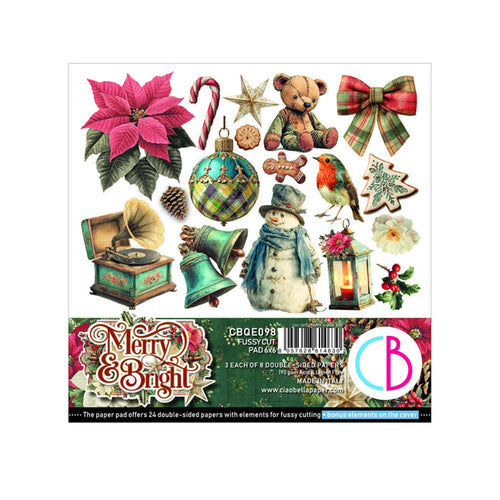 Ciao Bella - 6X6 Fussy Cut Pad - Merry & Bright. Includes 24 Sheets. Available at Embellish Away located in Bowmanville Ontario Canada.