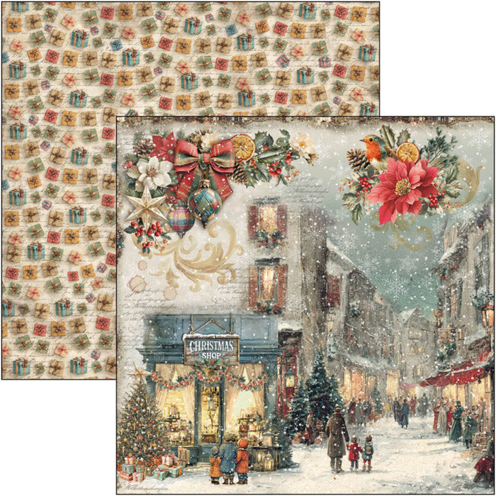 Ciao Bella - 8X8 Paper Pad - Merry & Bright. Includes 12 Sheets. Available at Embellish Away located in Bowmanville Ontario Canada.