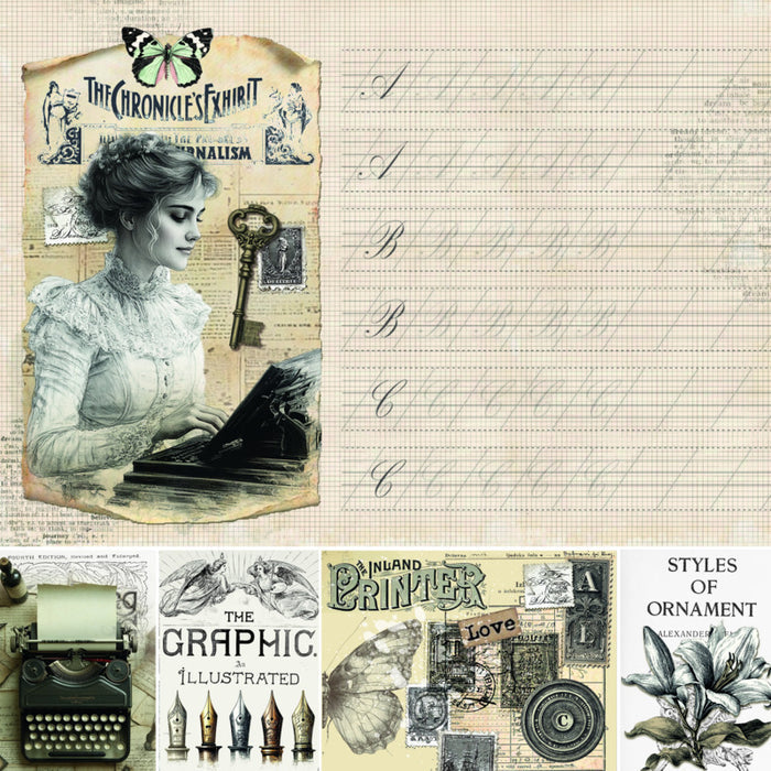 Ciao Bella - 8X8 Paper Pad - Typographic. Includes 12 Sheets. Available at Embellish Away located in Bowmanville Ontario Canada.
