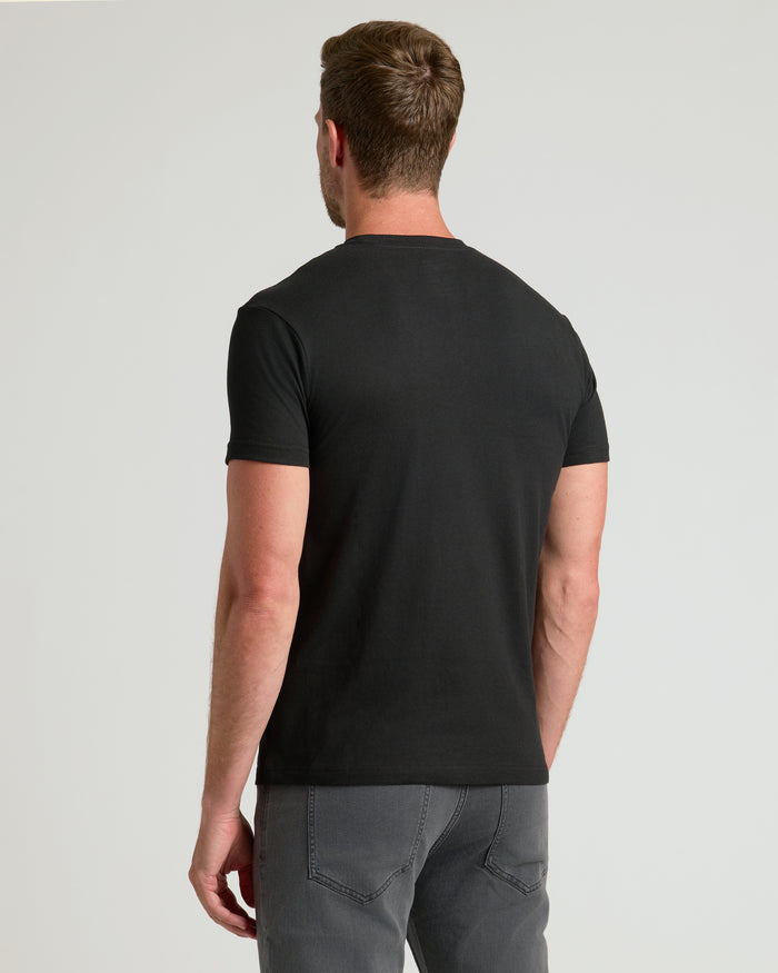 Black and White Crew Neck 10-Pack, back view of black tee and jeans.
