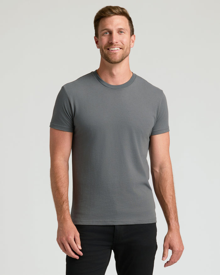 The Staple Classic Crew 10-Pack: Man in gray fitted crewneck T-shirt.