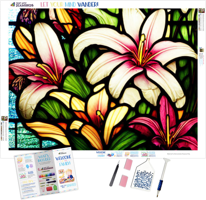 Colorful Lillies Stained Glass