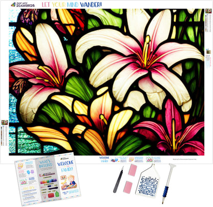 Colorful Lillies Stained Glass