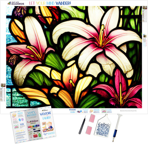 Colorful Lillies Stained Glass