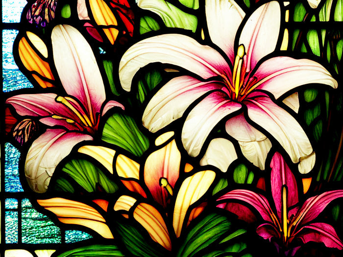 Colorful Lillies Stained Glass