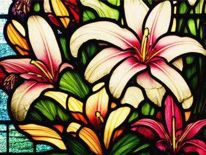 Colorful Lillies Stained Glass