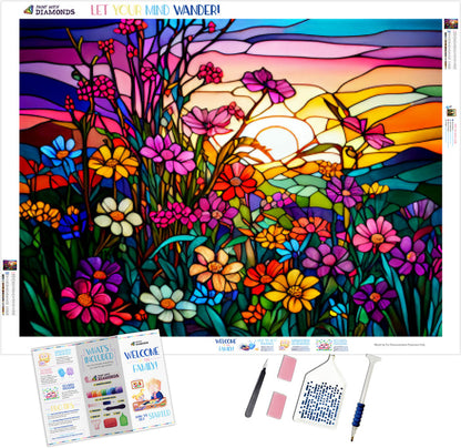 Colorful Wildflowers Stained Glass
