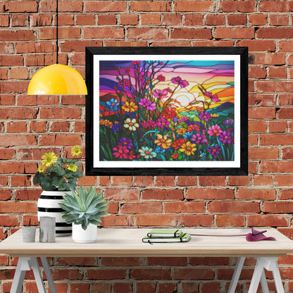 Colorful Wildflowers Stained Glass