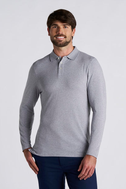 Coppitt | Men's Long Sleeve Weekend Polo | Grey Heather