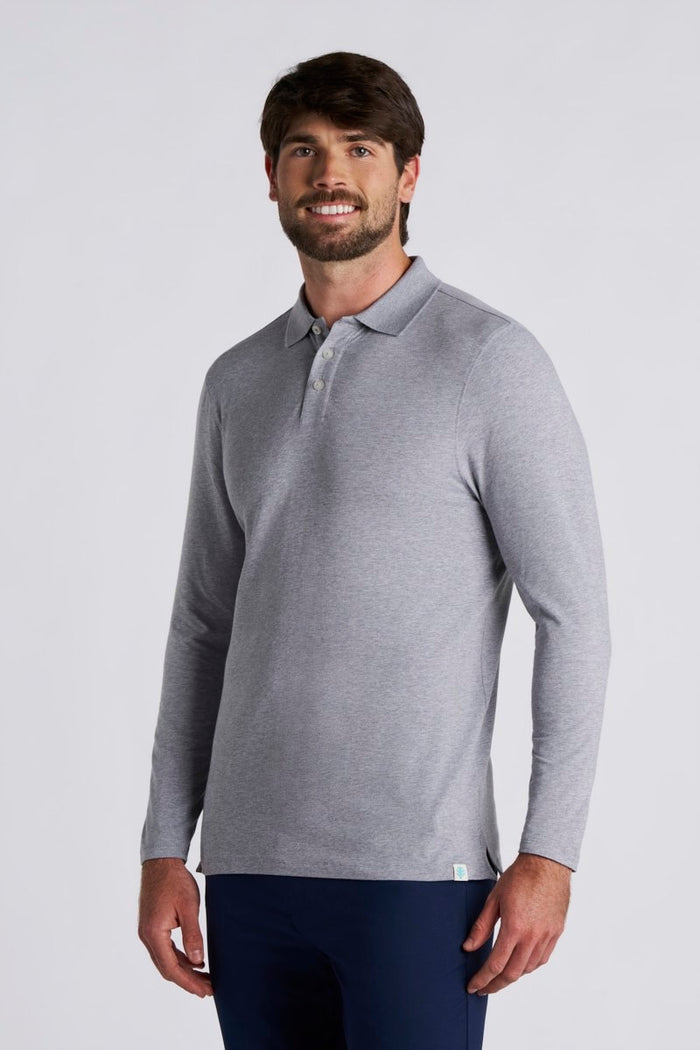 Coppitt | Men's Long Sleeve Weekend Polo | Grey Heather