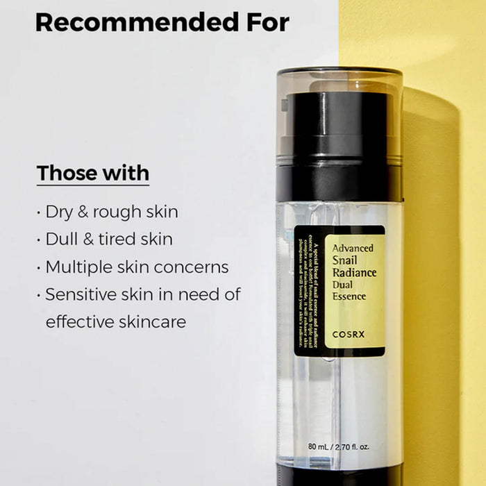 Cosrx Advanced Snail Radiance Dual Essence 2.7oz/ 80ml - ikatehouse