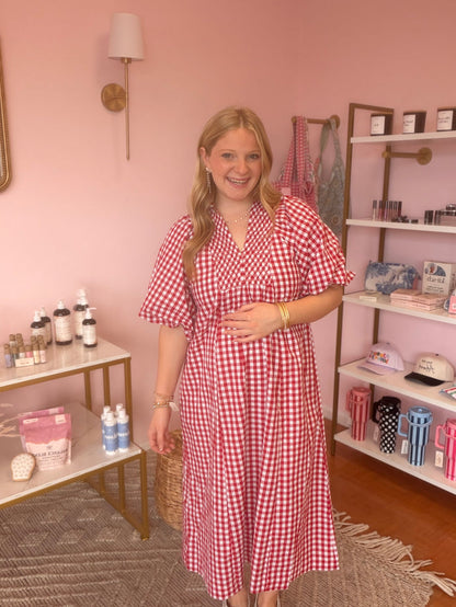 Crimson Gingham Dress