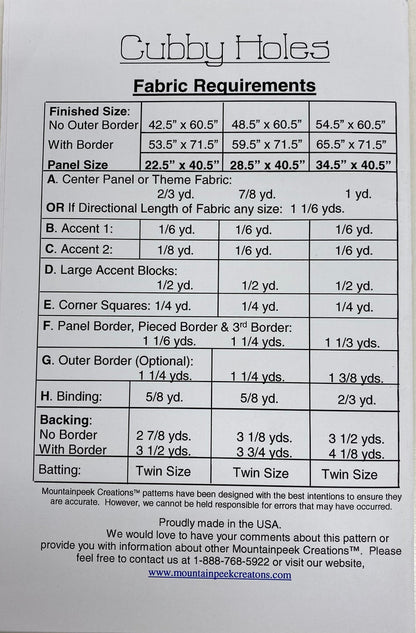 Cubby Holes Quilt Pattern