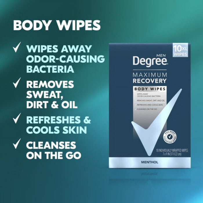 Degree Men Maximum Recovery Body Wipes 10pcs