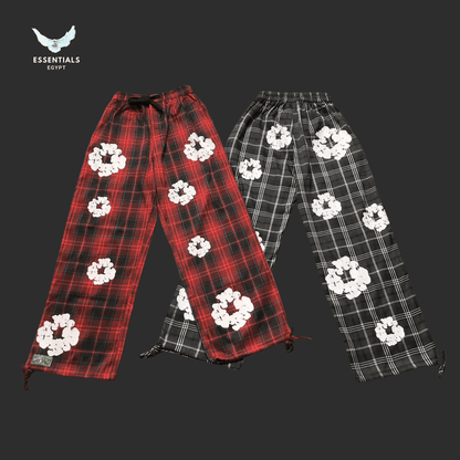 Denim Tears Trousers – Black Checkered Floral - ESSENTIALS EGYPT