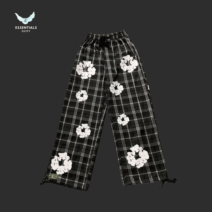 Denim Tears Trousers – Black Checkered Floral - ESSENTIALS EGYPT