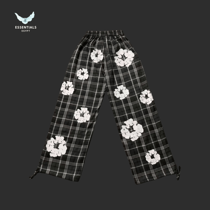 Denim Tears Trousers – Black Checkered Floral - ESSENTIALS EGYPT