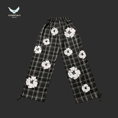 Denim Tears Trousers – Black Checkered Floral - ESSENTIALS EGYPT