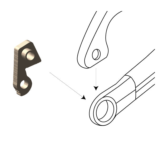 DROPOUT-200 attaches to the inside of the right seatstay & chainstay.