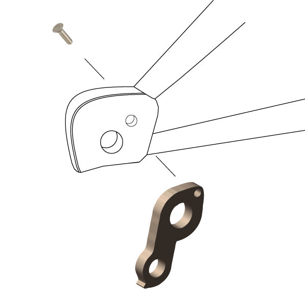 Hanger #255 attaches to the frame's rear dropout from the outside, or derailleur side using one M4x16 screw.